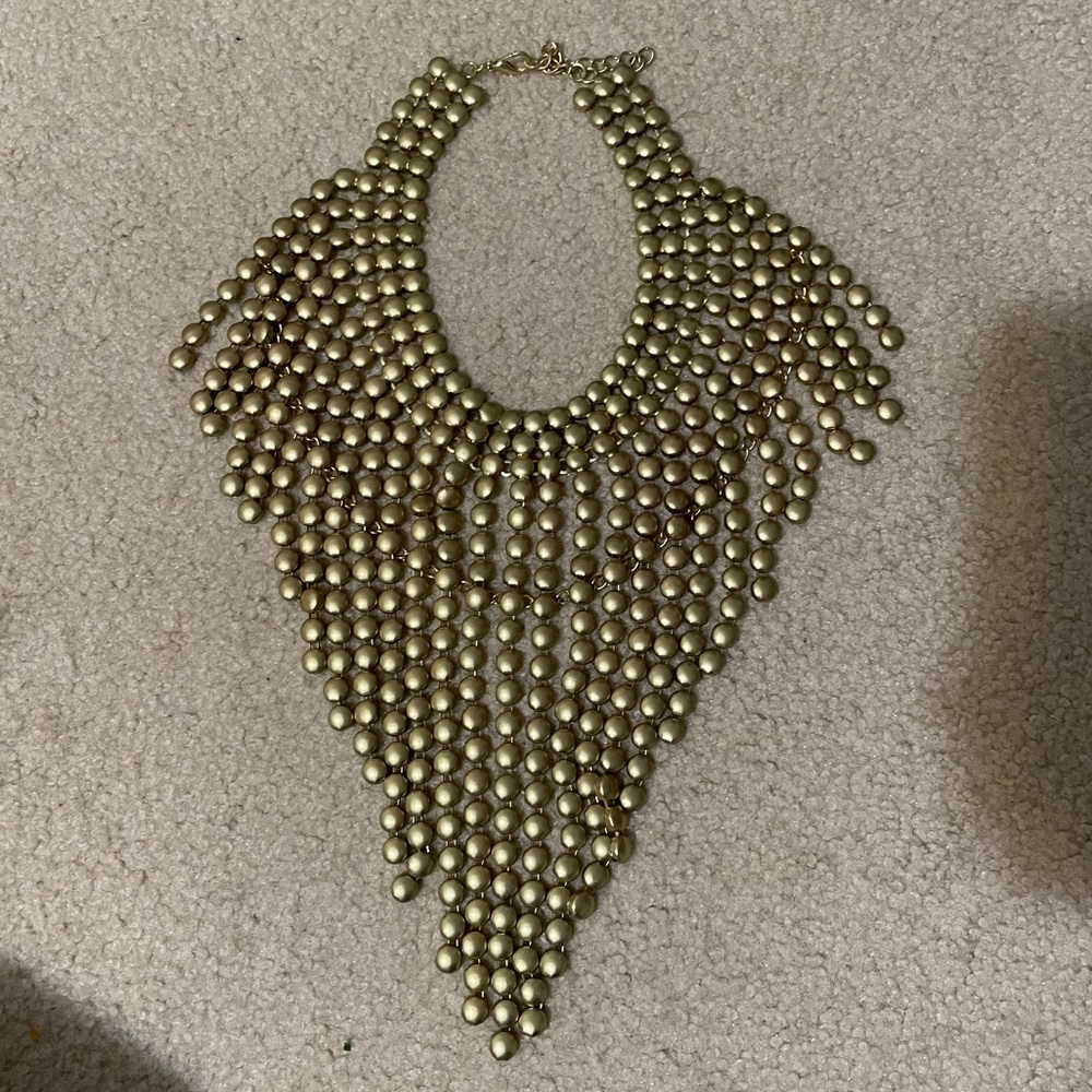 COPY - Gold bead bib necklace (silver also available)